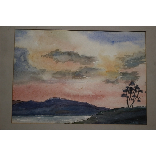 377 - Watercolour of a Red Sky, 52 x 41 cm