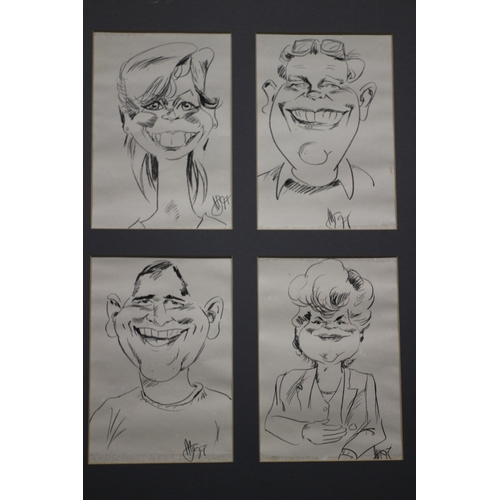 387 - Pencil caricatures, 42 x 54 cm