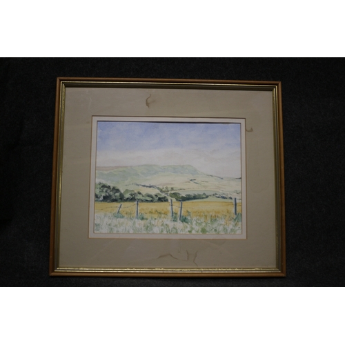 395 - Watercolour by Jean Baker, Firle Beacon, 42 x 49 cm