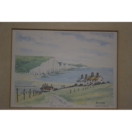 409 - Seven Sisters, Sussex, Watercolour, Limited Edition, 18/850 by Patricia Hall, 34 x 28 cm