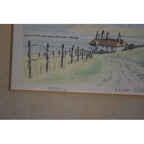 409 - Seven Sisters, Sussex, Watercolour, Limited Edition, 18/850 by Patricia Hall, 34 x 28 cm