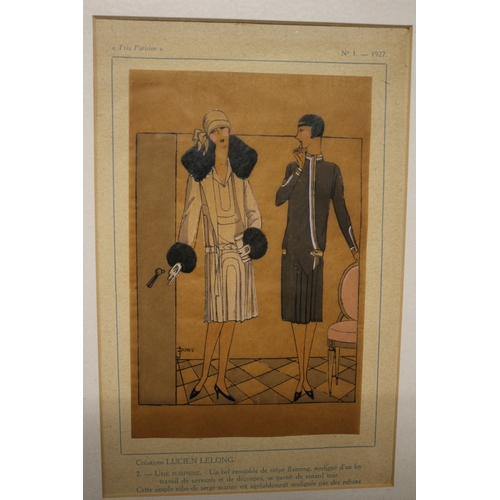 114 - Vintage Hand Coloured Advertising Picture of 2 French Ladies - 31 x 41cm