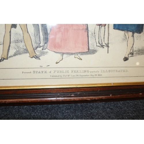 123 - Hand Coloured Etching - State of Public Feelings - Circa 1830 - 46 x 36cm