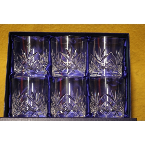 14 - Boxed Set of 6 Royal Doulton Crystal Whisky Tumblers with Dedication Plaque