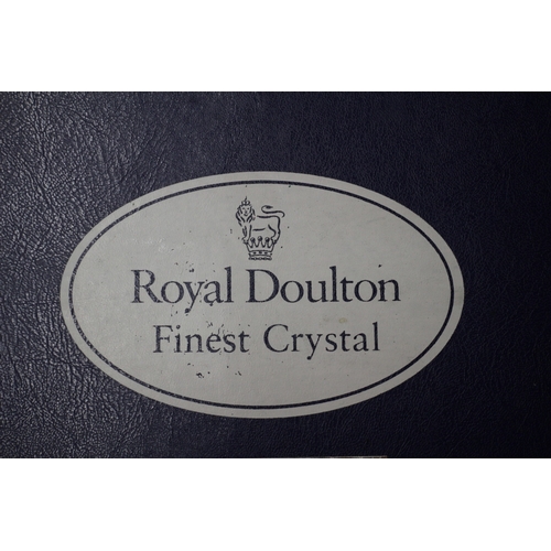 14 - Boxed Set of 6 Royal Doulton Crystal Whisky Tumblers with Dedication Plaque