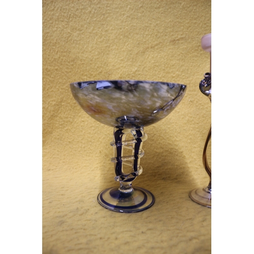 160 - Glass Bonbonniere  plus Glass Candle Holder - Tallest Item 26cm