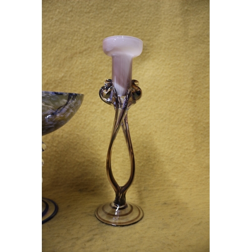 160 - Glass Bonbonniere  plus Glass Candle Holder - Tallest Item 26cm