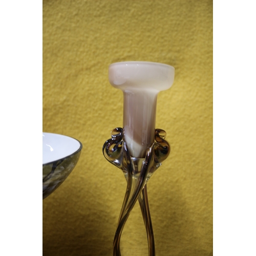 160 - Glass Bonbonniere  plus Glass Candle Holder - Tallest Item 26cm