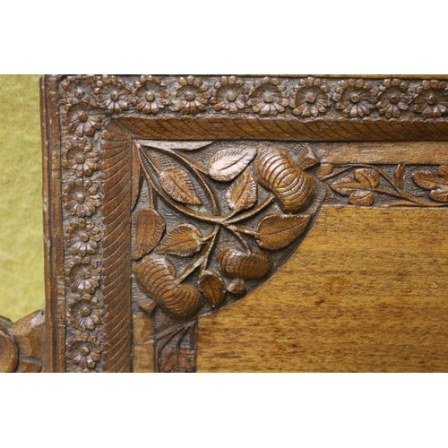 161 - Vintage Very Ornate Carved Wood Tray with Floral Design Work - 46cm H to H