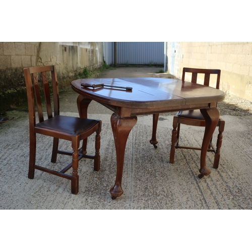 168 - Victorian Wind Out Table with Winder plus 2 Chairs