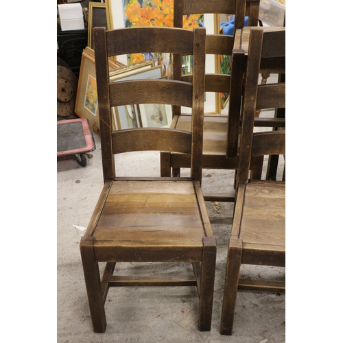 18 - Set of 6 Solid Oak Dining Chairs - Very Solid Build - Originally from a local restaurant