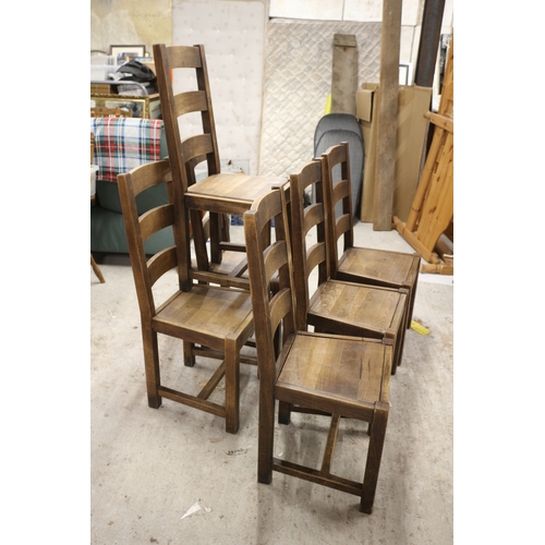 18 - Set of 6 Solid Oak Dining Chairs - Very Solid Build - Originally from a local restaurant