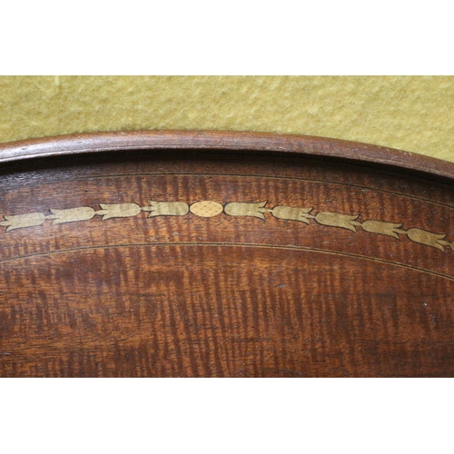 20 - Large Inlaid Wooden Tray 68cm with Handles