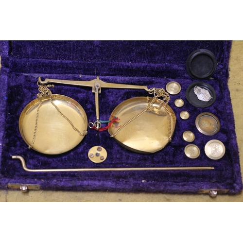 21 - Velvet Lined Boxed Set of Jewellers Scales with Weights