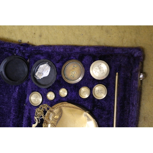 21 - Velvet Lined Boxed Set of Jewellers Scales with Weights