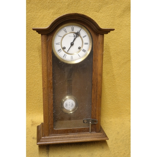 3 - Nice Cased Schmeckenbecher Wall Clock with Pendulum and Key