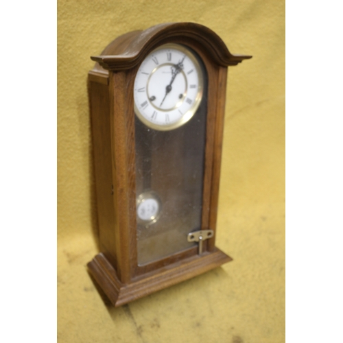 3 - Nice Cased Schmeckenbecher Wall Clock with Pendulum and Key