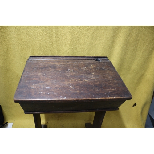 38 - Vintage Wooden School Desk - 79cm Tall