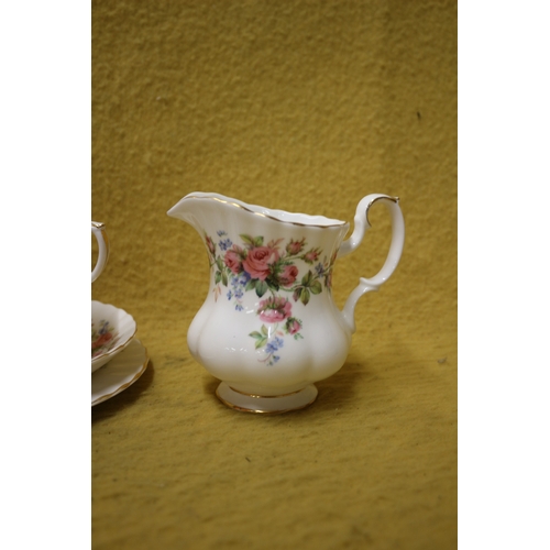 55 - Set of 6 Trios by Royal Albert - Moss Rose Pattern plus Milk Jug