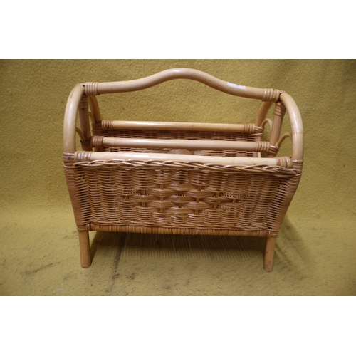 56 - Vintage Wicker Magazine Rack - 44cm Wide