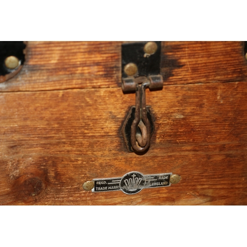 9 - Vintage Wooden Storage Box with Candle Box and External Metal Brackets - 46cm Wide