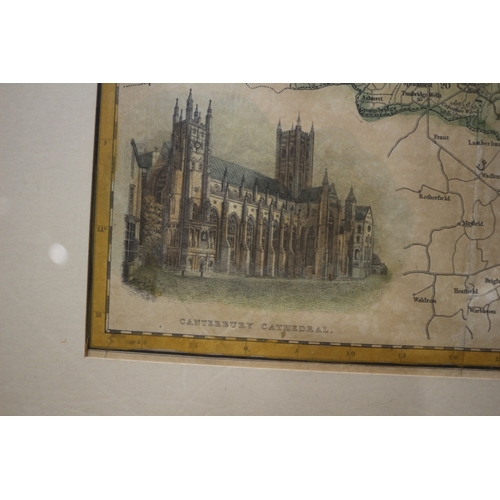 184 - Hand Coloured Map of Kent - 53 x 43cm