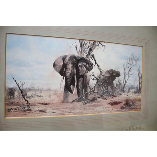 188 - David Shepherd Pencil Signed Print of Elephants - 46 x 33cm