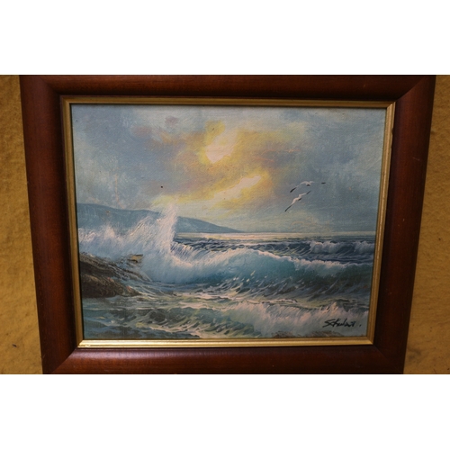 193 - Signed Oil on Canvas of Waves