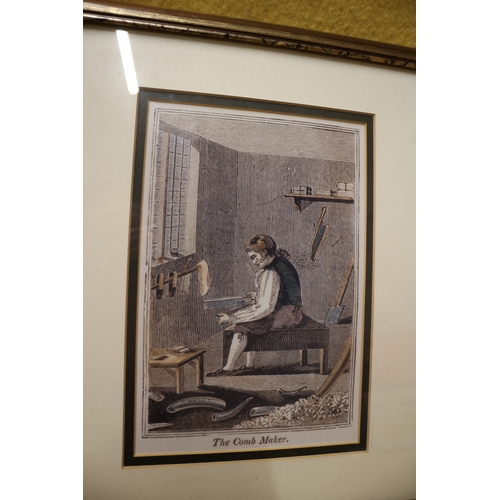 198 - The Comb Maker Hand Coloured Engraving - 28 x 33cm