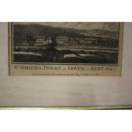 216 - Plates 1 & 2 Engraving of St. Martins Priory, Dover - 32 x 29cm Each