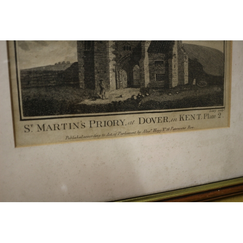 216 - Plates 1 & 2 Engraving of St. Martins Priory, Dover - 32 x 29cm Each