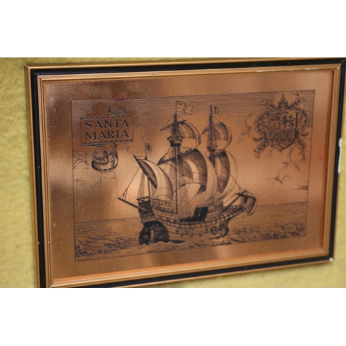 233 - Copper Engraving od The Santa Maria Ship - 15 x 23cm