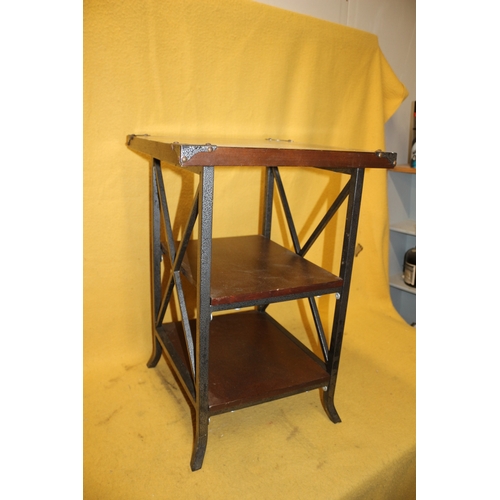 521 - Industrial Design Table with Shelf and Metal Frame - 66cm Tall