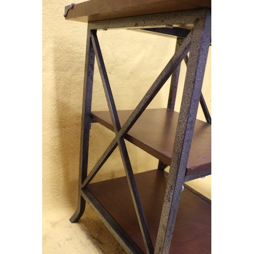 521 - Industrial Design Table with Shelf and Metal Frame - 66cm Tall