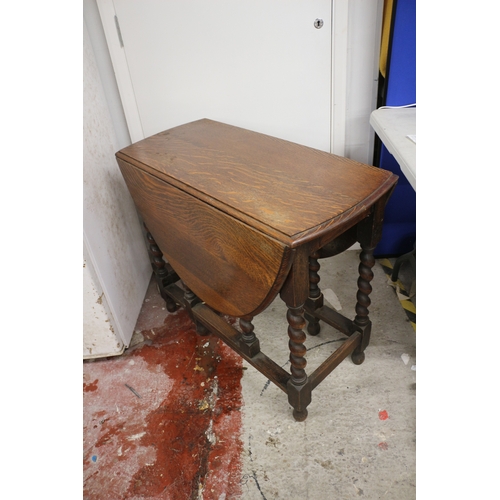 522 - Early 20th Century Barley Twist Legged Drop Leaf Table - 120cm Extended