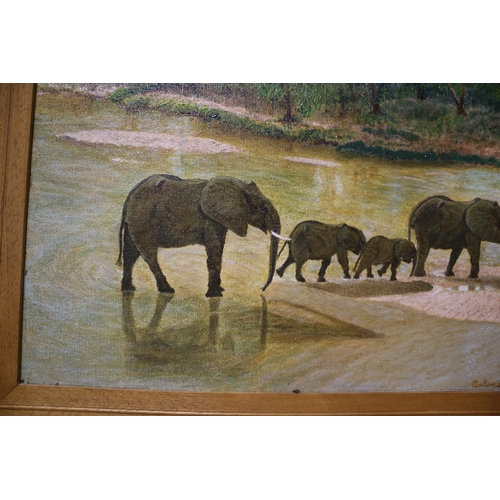 525 - Original Acrylic Painting of Elephants in the Masai Mara by Antonia Hazell - 50 x 35cm