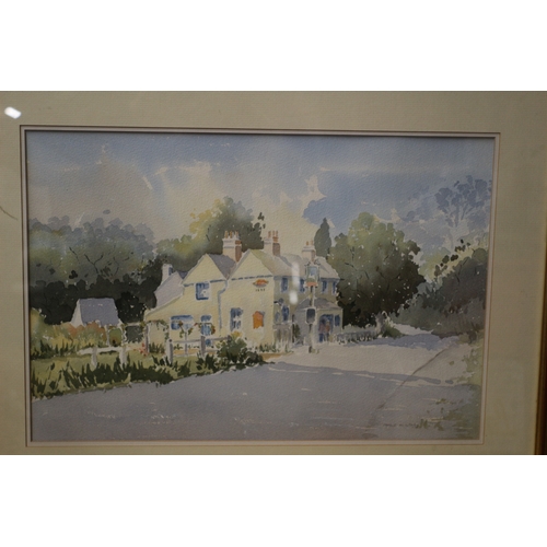 526 - 2 x Watercolours of Village Scenes by Patricia Hollands - 68 x 54cm