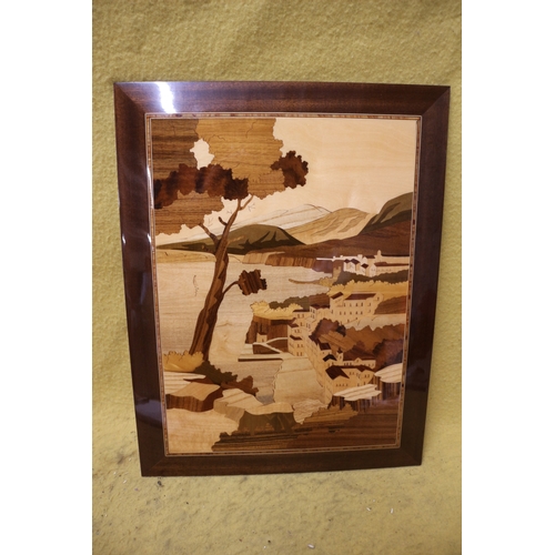 530 - Italian Wooden Inlaid Picture of Sorrento - 38 x 48cm