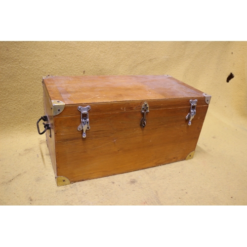 531 - Vintage Wooden Box with Tools and Electrical Bits