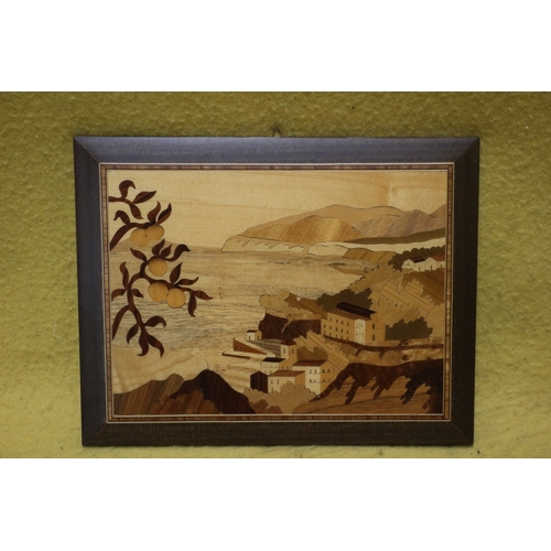 535 - Italian Wood Inlaid Picture of Sorrento - 28 x 22cm