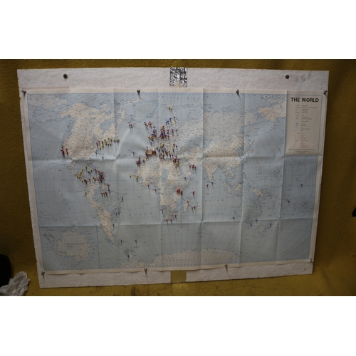 558 - Large Map of the World including Pins