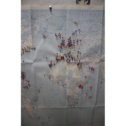 558 - Large Map of the World including Pins