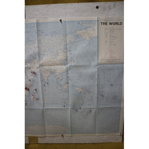 558 - Large Map of the World including Pins