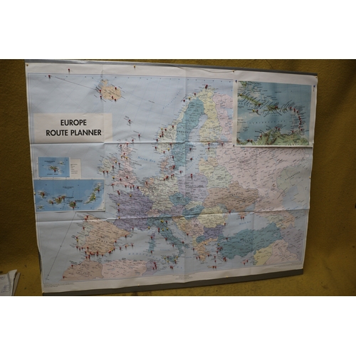 559 - Large European Route Planner Map with Pins