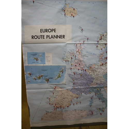 559 - Large European Route Planner Map with Pins