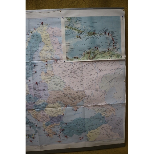 559 - Large European Route Planner Map with Pins