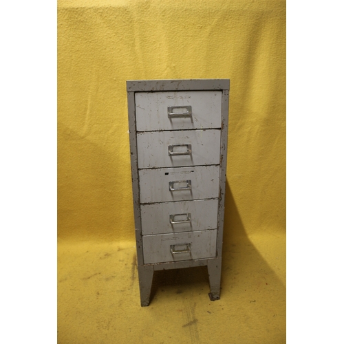 16 - Vintage Metal  5 Drawer Cabinet - 74 x 28 x 41cm