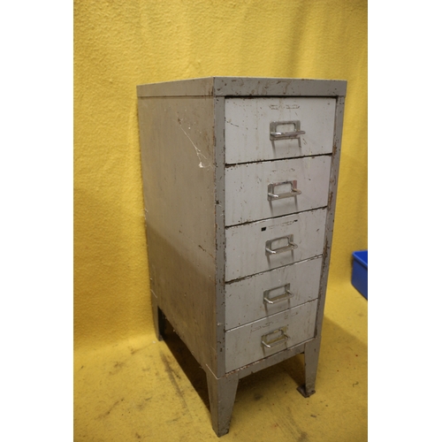 16 - Vintage Metal  5 Drawer Cabinet - 74 x 28 x 41cm