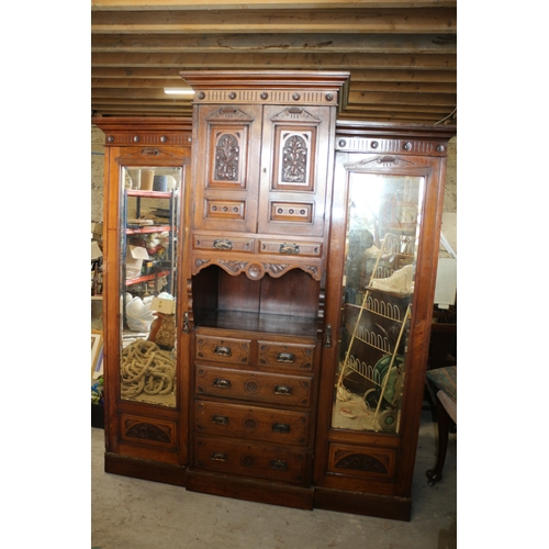 568 - Edwardian Knock Down 7 Section Wardrobe with  Ornate Carving ample Drawer and Cupboard Space and Shi... 