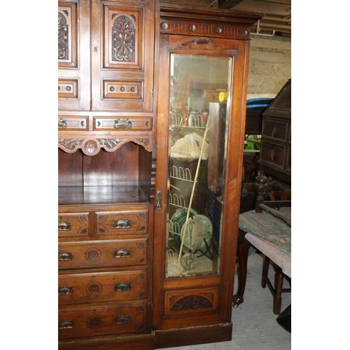 568 - Edwardian Knock Down 7 Section Wardrobe with  Ornate Carving ample Drawer and Cupboard Space and Shi... 